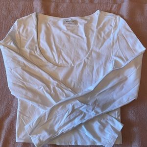 Aritzia Babaton Contour Scoopneck Longsleeve - White
